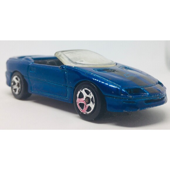 Hot Wheels Blue Black Racing Stripes 1995 Camaro Convertible Loose D44 VTG Wear - Picture 3 of 14